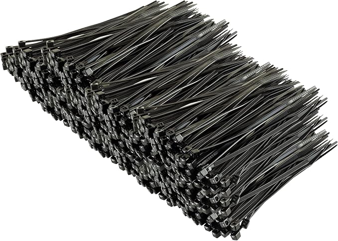 4 Inch Black Zip Ties, 1,000 Bulk Pack, 18Lb Strength, Uv Resistant Small Nylon Cable Ties, Self-Locking