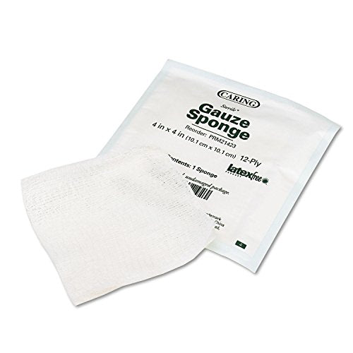 Medline Sterile Woven Gauze Sponges, 4" x 4", 12-Ply, Case of 1200