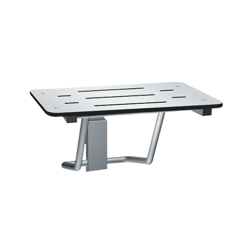 Folding Shower Seat, Rectangular Solid Phenolic Seat – 28″ Wide, White, ADA Approved