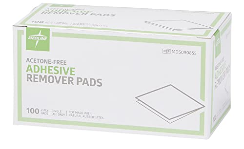 Medline Adhesive Remover Pads, Acetone-Free, 2-Ply, Box of 100