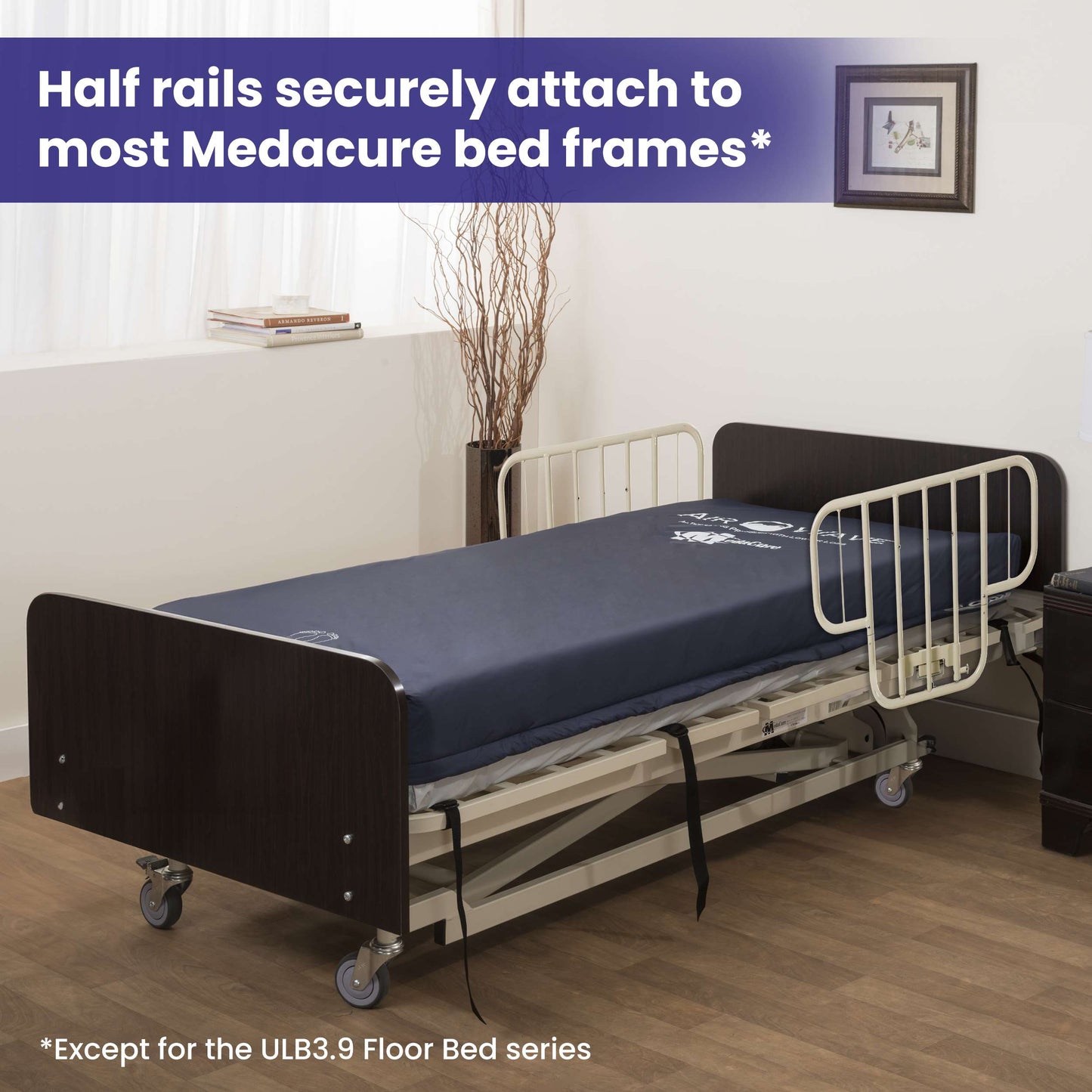 Adjustable Half Bed Rails with Clamp Attachment for Fall Prevention