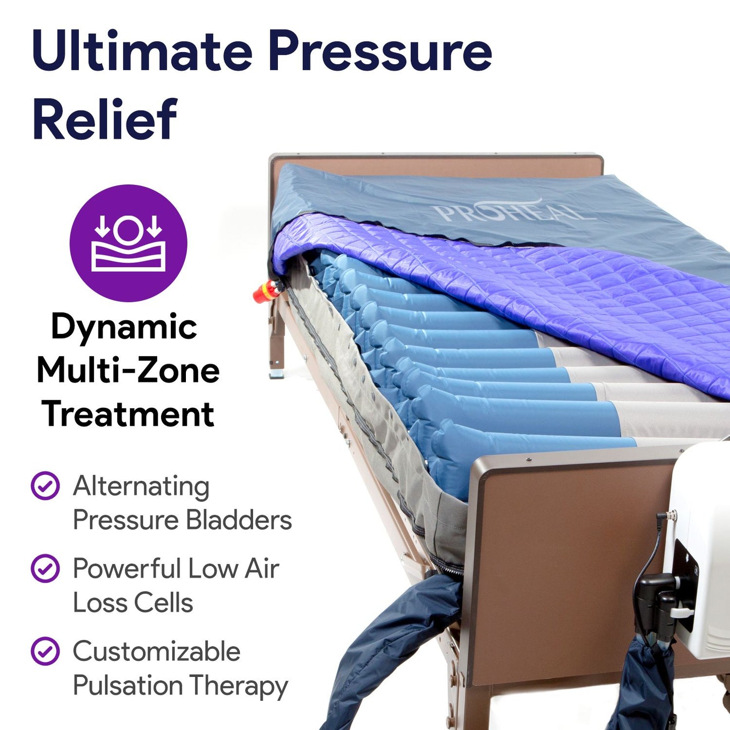 True Low Air Loss Mattress System w/ Alternating Pressure and Pulsation 48x80x8