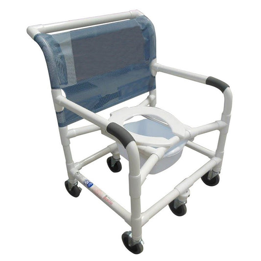 Bariatric Shower Chair 26” Internal Width (6 Threaded Stem Casters 5” 10QT Pail 600 Lbs. Capacity