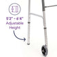Adult Two-Button Silver Folding Steel Walker with Wheels - 350 lbs Capacity