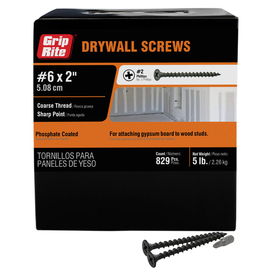 Grip-Rite #6 x 2-in Bugle Coarse Thread Drywall Screws 5-lb , 829 per Pack