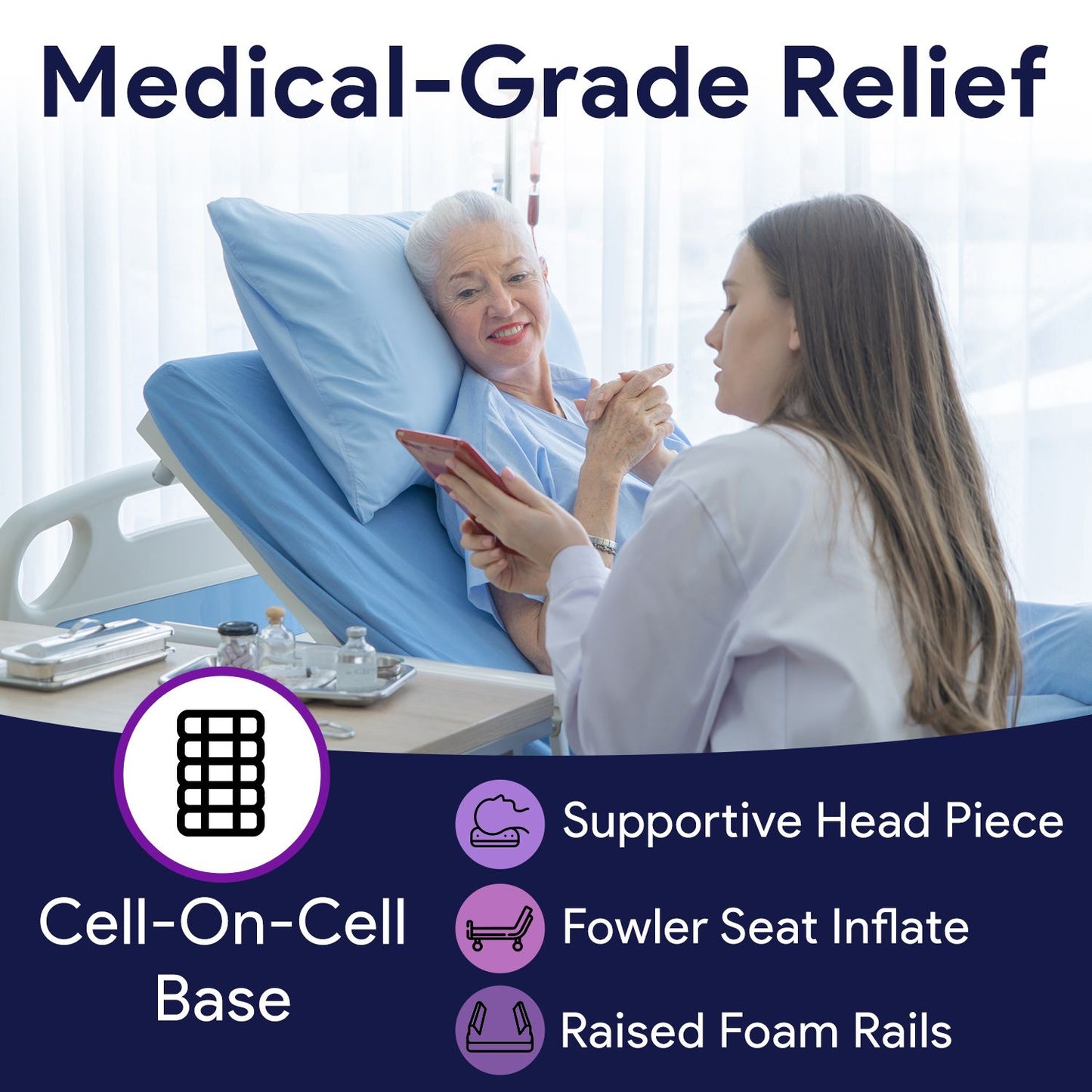 Low Air Loss / Alternating Pressure Bariatric Mattress System w/ Raised Rails 42x80x10/13