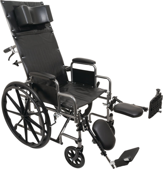 ProBasics Reclining Manual Wheelchair 22" x 17", Removable Desk Arms & ELRs, Each