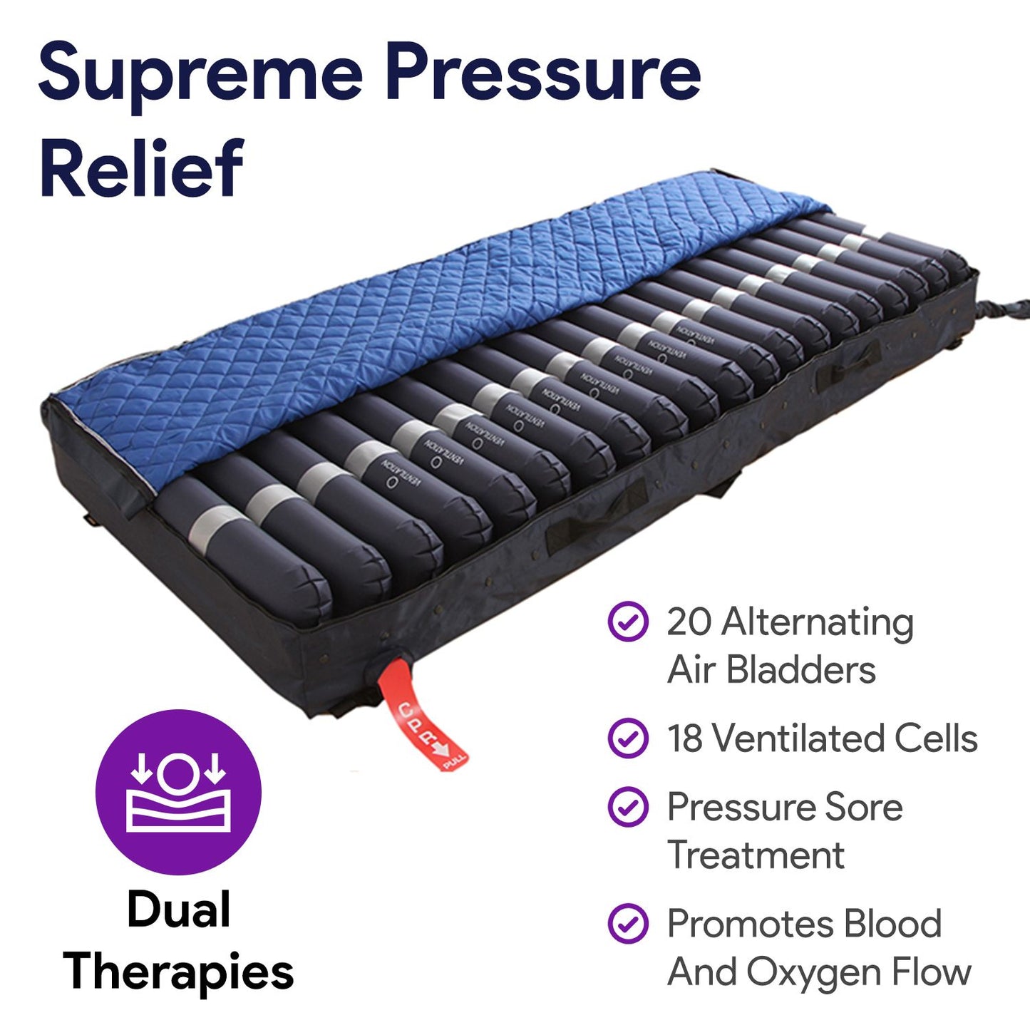 Low Air Loss / Alternating Pressure Mattress System w/ Raised Rails 36x80x8/11