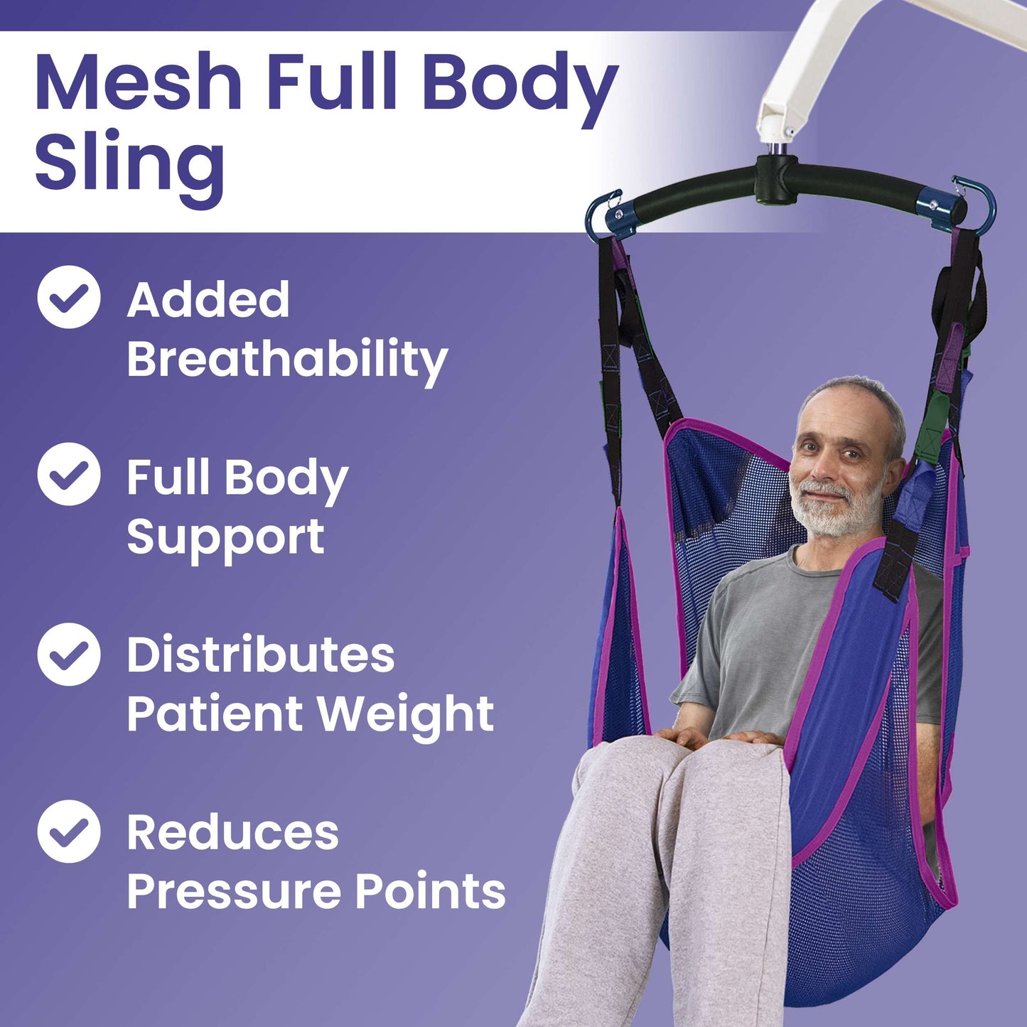 Universal Full Body Mesh Patient Lift Sling, Medium, 49.2" L x 42.5" W