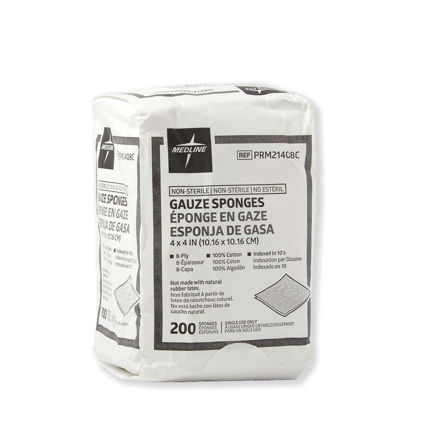 Medline 4 x 4 inch Gauze Sponges, 8-Ply Woven Non-Sterile Gauzec- Case of 4,000