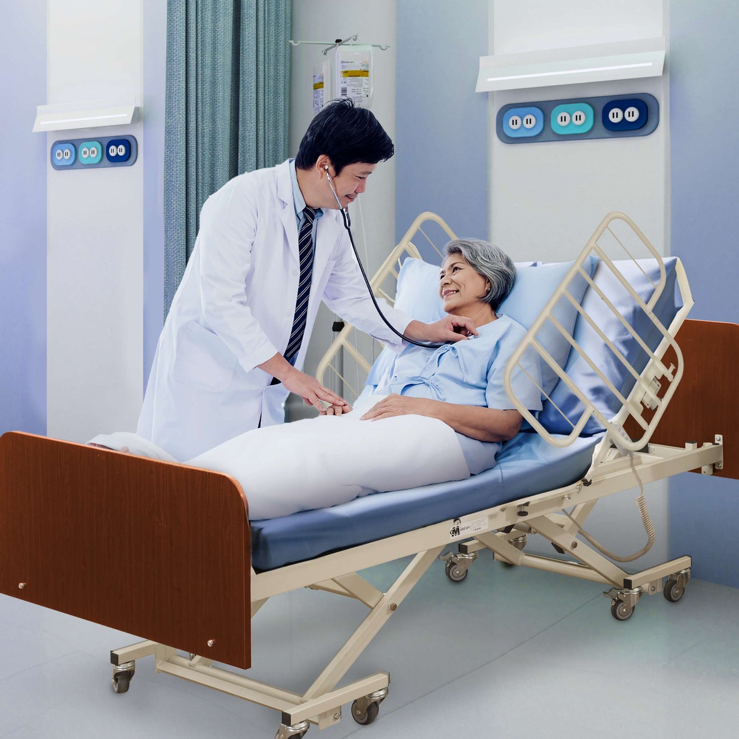 Adjustable Half Bed Rails with Clamp Attachment for Fall Prevention