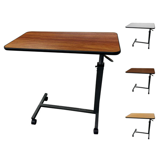 Medical Cherry Overbed Table with Wheels for Home and Hospital Use