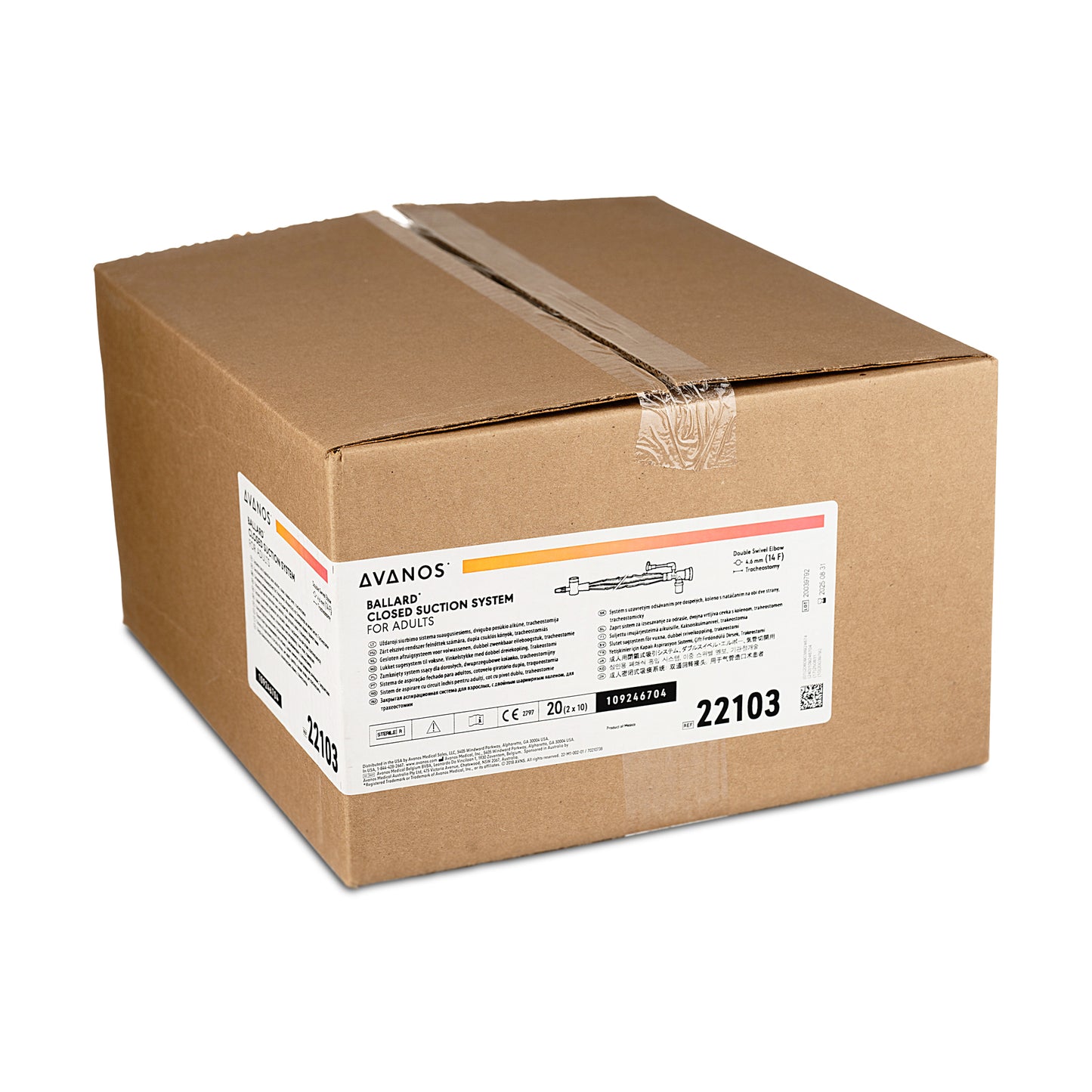 Avanos Trach Care Double. Swivel Elbow 14fr. 12" Length - Case of 20 | Extended Lead Time