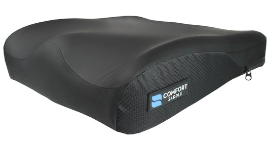 Saddle Zero Elevation Cushion with Gel, Zero Elevation, Coccyx Cutout, Solace Cover, Kwik Strap, 16" x 16"