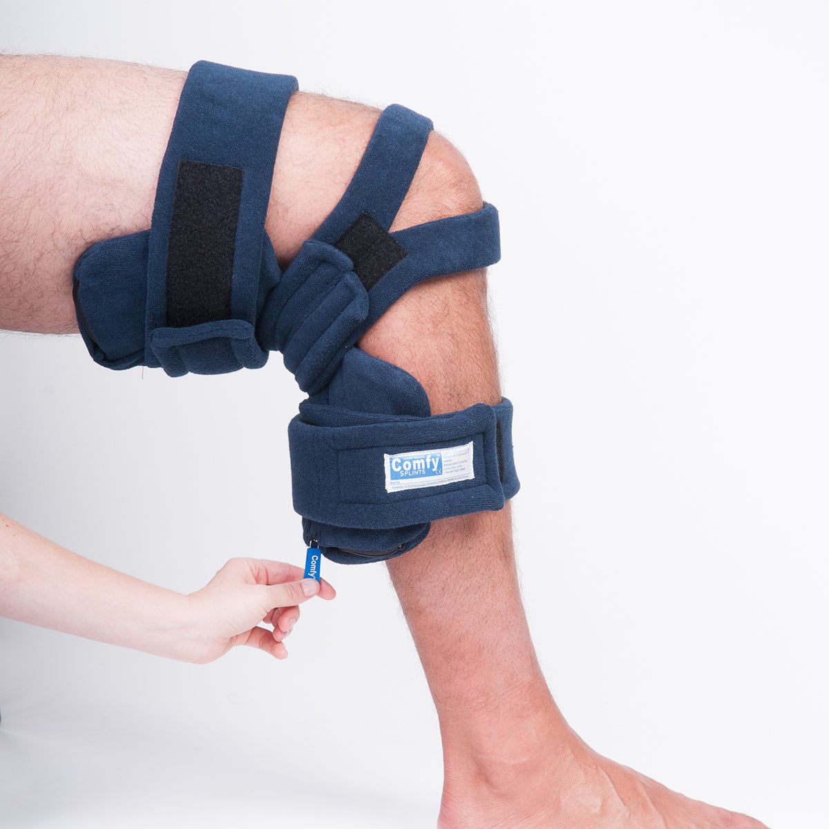 ComfySplints Locking Knee Adult Navy Blue Terry Cloth