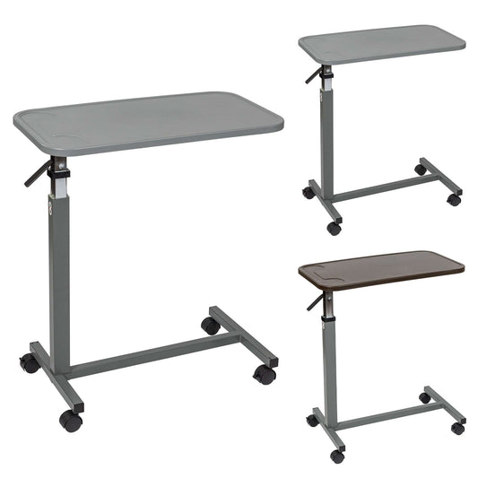 Overbed Table with Wheels - Gray Composite Top and Adjustable Height