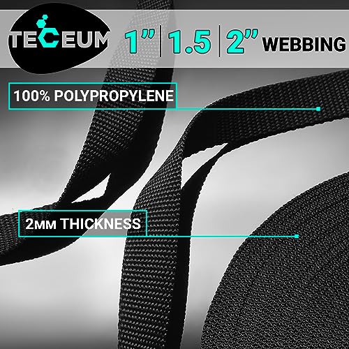 2 Inch Webbing – Black – 50 Yards – 2” Heavy-Duty Wide Webbing for Cli ...
