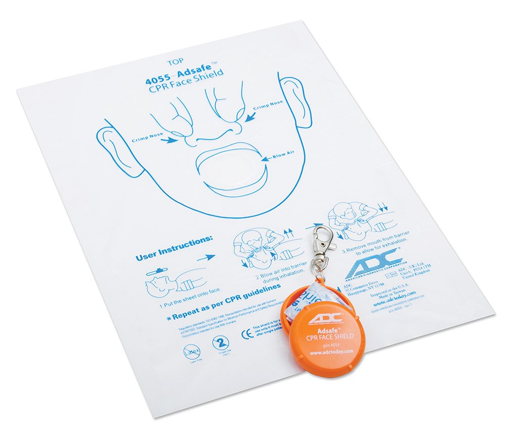 ADSAFE Adult Face Shield for CPR with Orange keychain, 1 Each