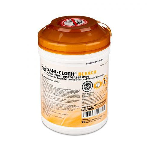 Sani-Cloth Bleach Wipe, Large, 6" X 10.5, (Orange Top) 75'S, 12Ea/Cs
