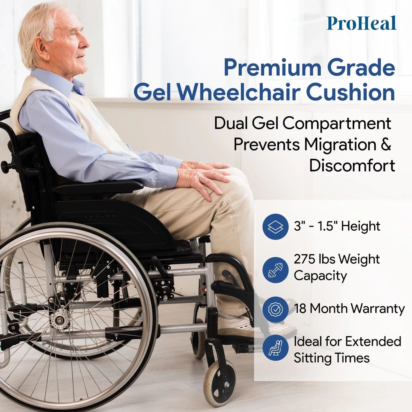 Gel Wedge Wheelchair Seat Cushion For Posture & Pressure Relief