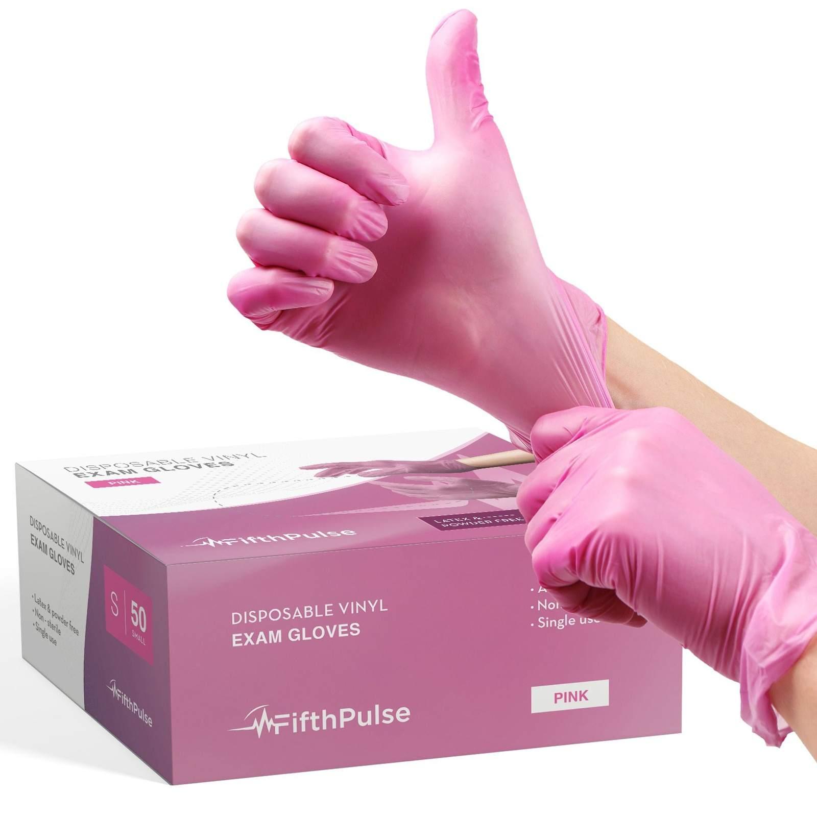 Medical Grade Vinyl Gloves - Pink FifthPulse