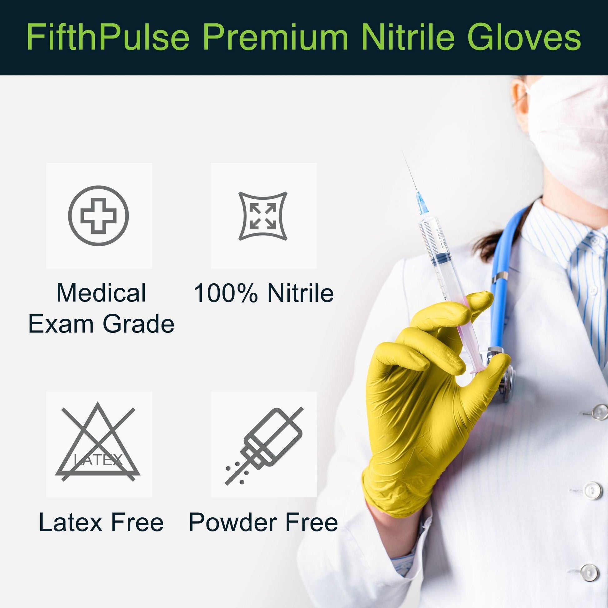 Yellow Disposable Nitrile Gloves FifthPulse