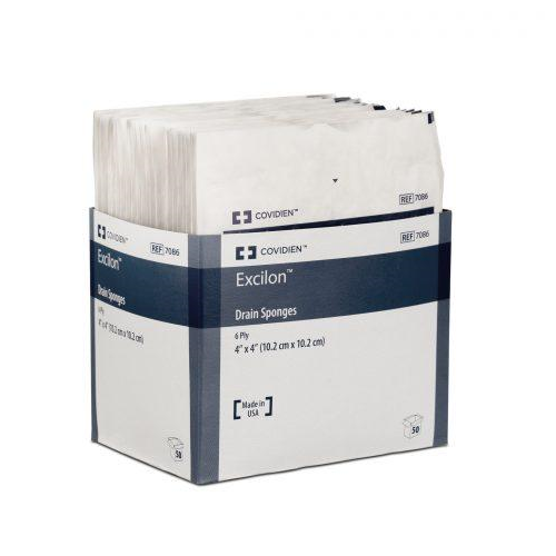 Excilon Drain Sponges, 4"X4" Strl.  50/Bx-12Bx/Cs