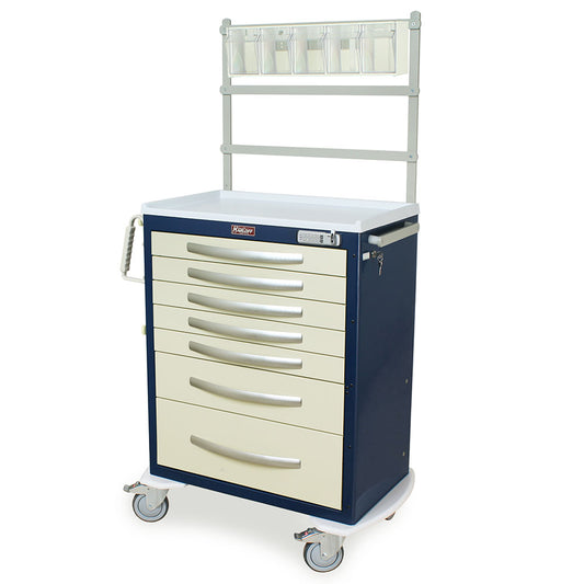 A-Series Aluminum Anesthesia Cart, M18-ANS PACKAGE, Tall, 6 Drawers, E-Lock