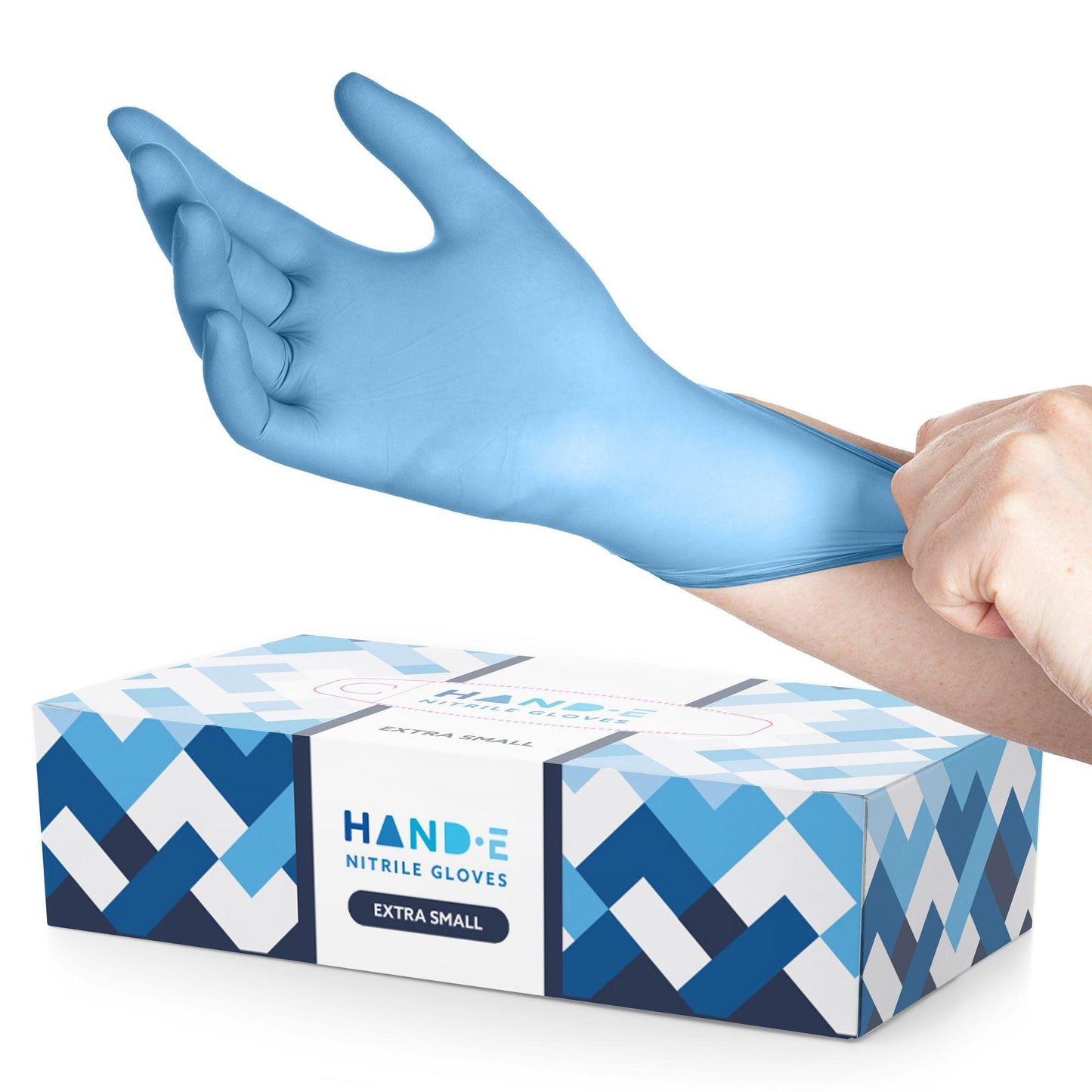 Nitrile Gloves - Blue Hand-E Touch