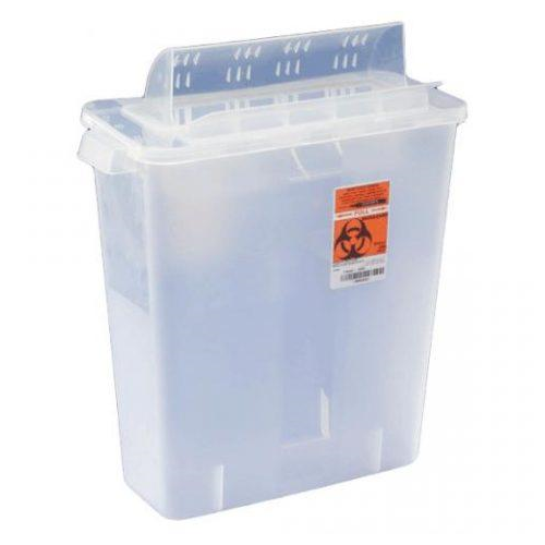 Sharps Container, Always-Open Lid, 8 Qt, Clear,  10/Cs