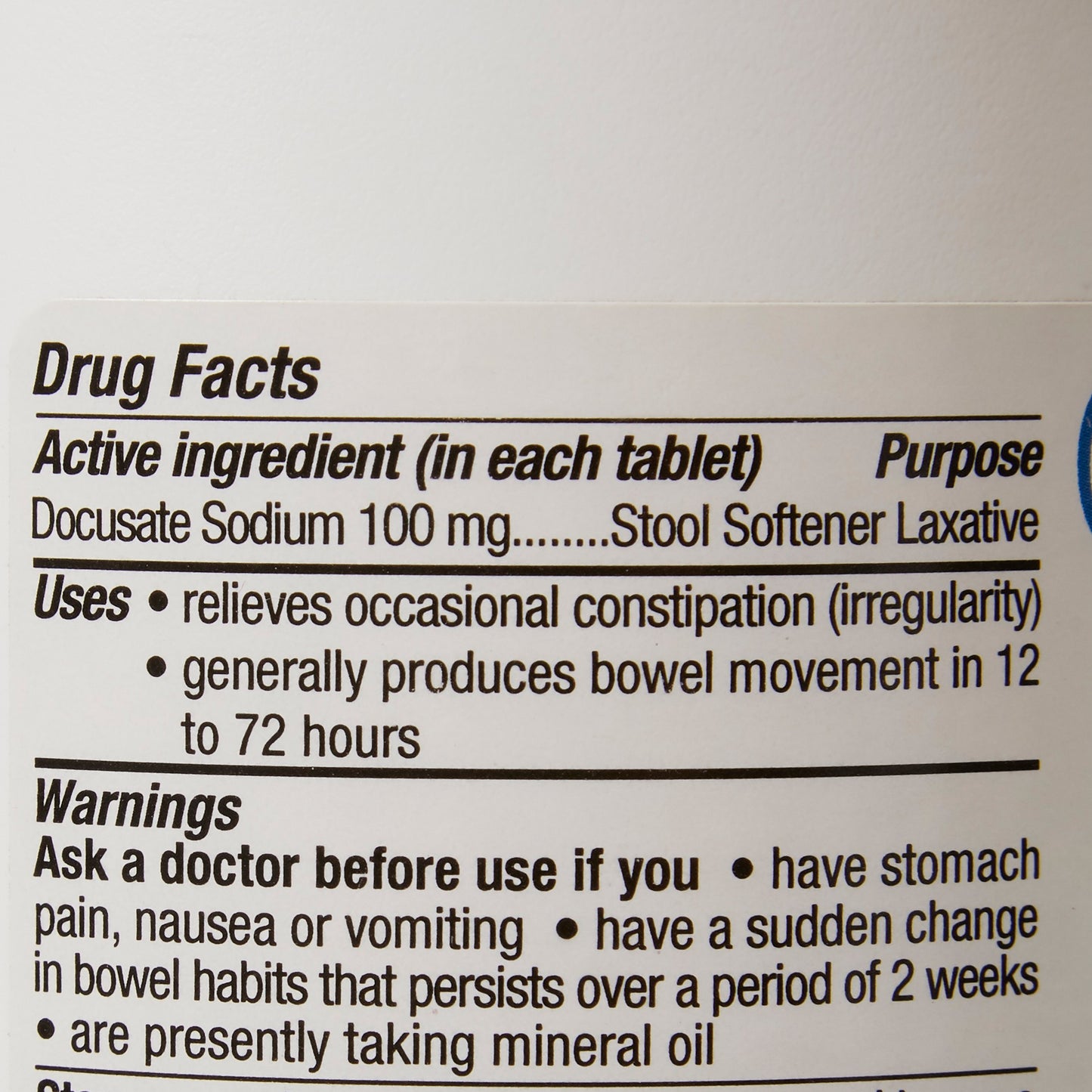 Colace (Docusate Sodium) Tablets, "Crushable" 100mg, Bottle of 1000