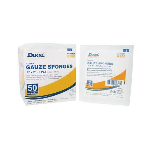 Gauze Sponges 2"X2" 8-Ply Sterile 2'S - 50Ea/Bx 30Bx/Cs