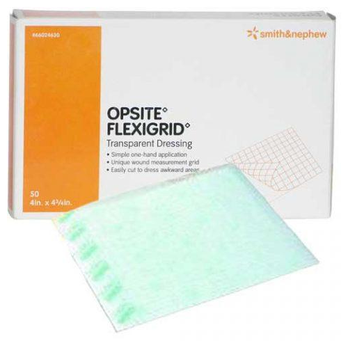 Opsite Flexigrid Transparent Film, 4"X 4.75" 50/Bx 1Bx/Cs
