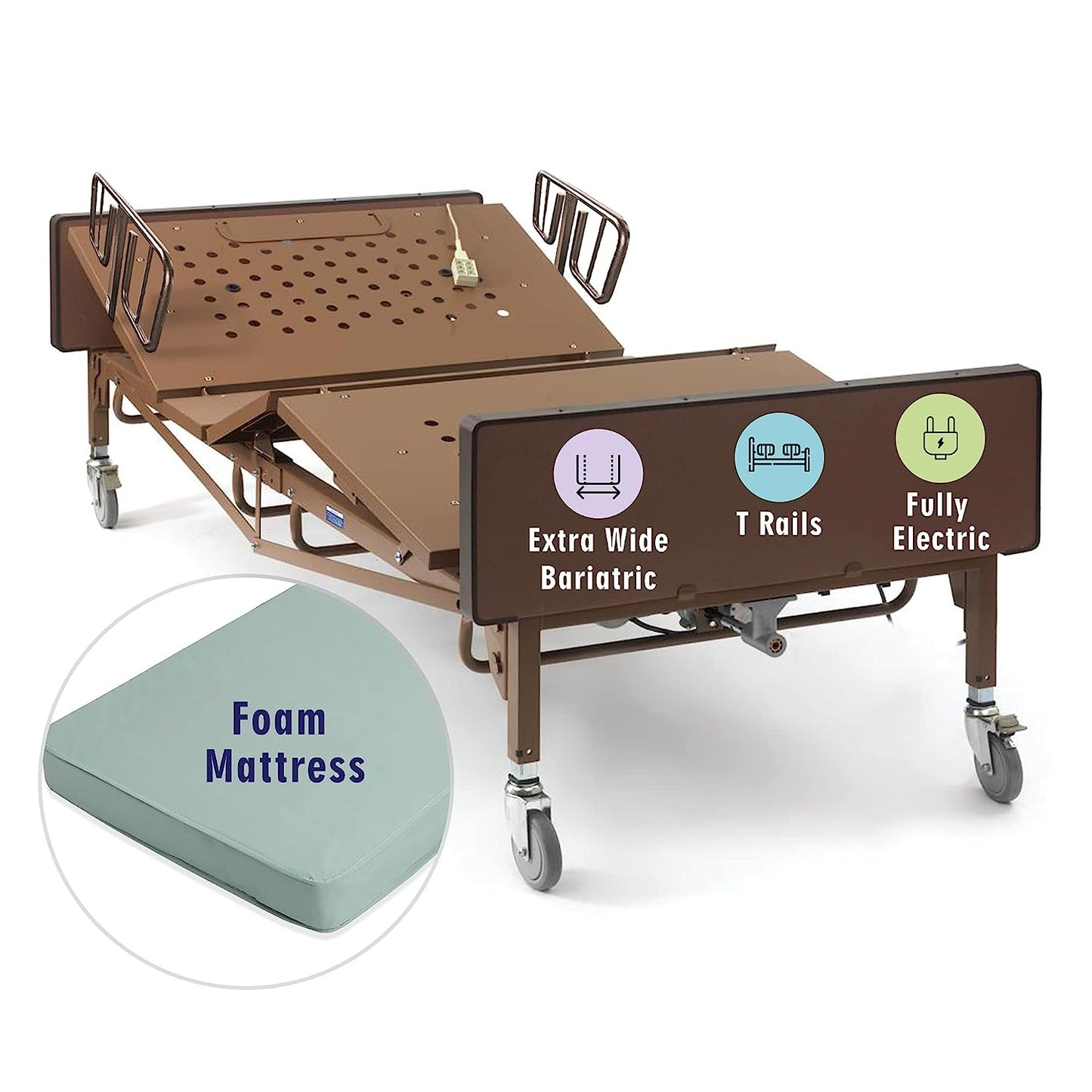 Bariatric Hospital Bed Full Electric with T-Rails