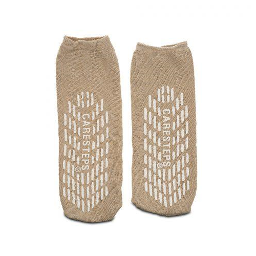 Slipper Socks Non-Slip Double Sided Large Beige 48Pr/Cs