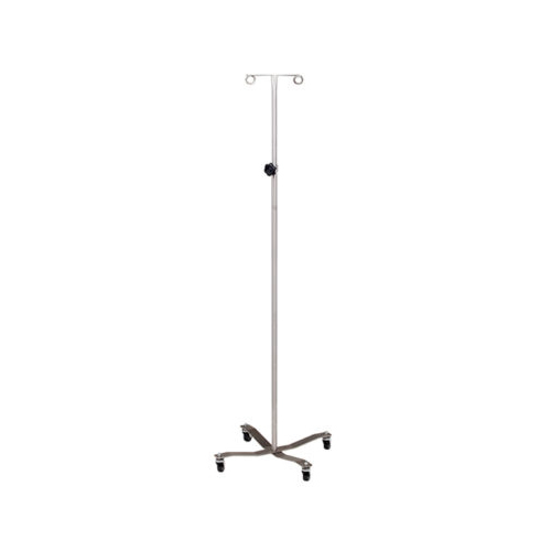 Economy Stainless Steel IV Pole with Welded 2-Hook Top