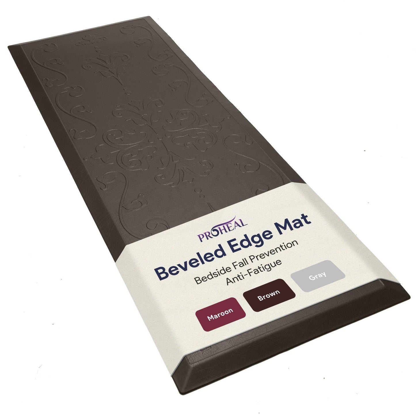 Beveled Bedside Fall Mat for Elderly - Brown - 4 Pack ProHeal