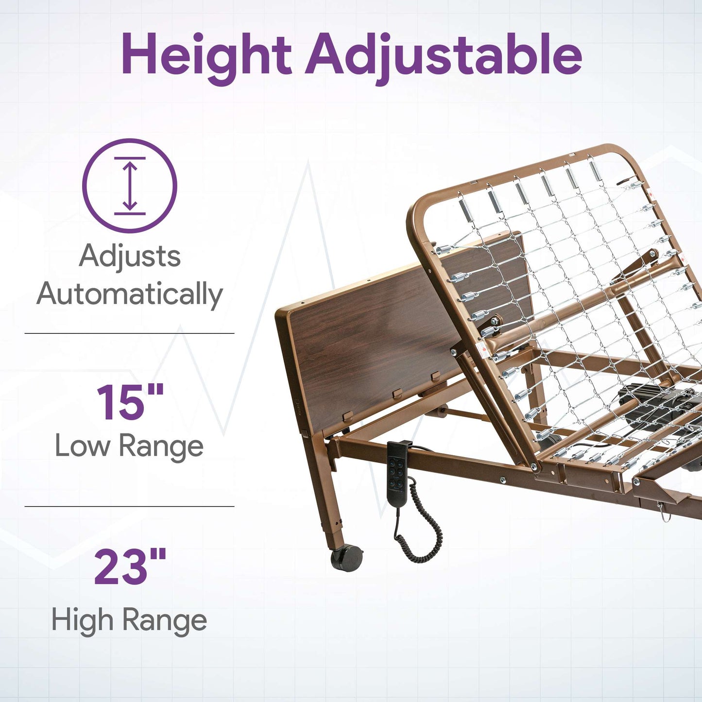 Full Electric Hospital Bed - 36"x80" - Adjustable Height and Hi Lo