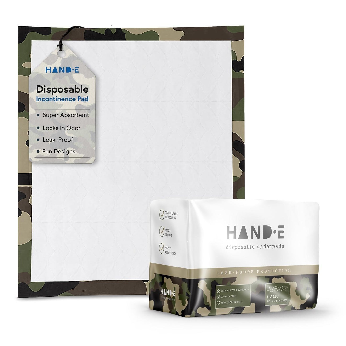 Incontinence Bed Pads Disposable Camo Hand-E Touch