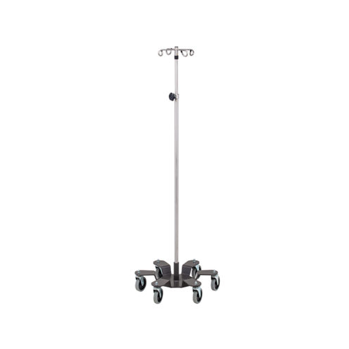 Six-Leg, 4-Hook Stainless Steel Infusion Pump Stand