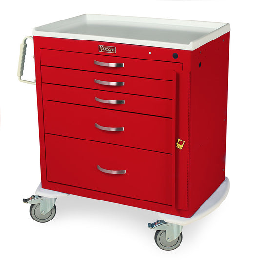 M-Series Short Emergency Crash Cart, Standard W, 4 Drawers, Breakaway Lock