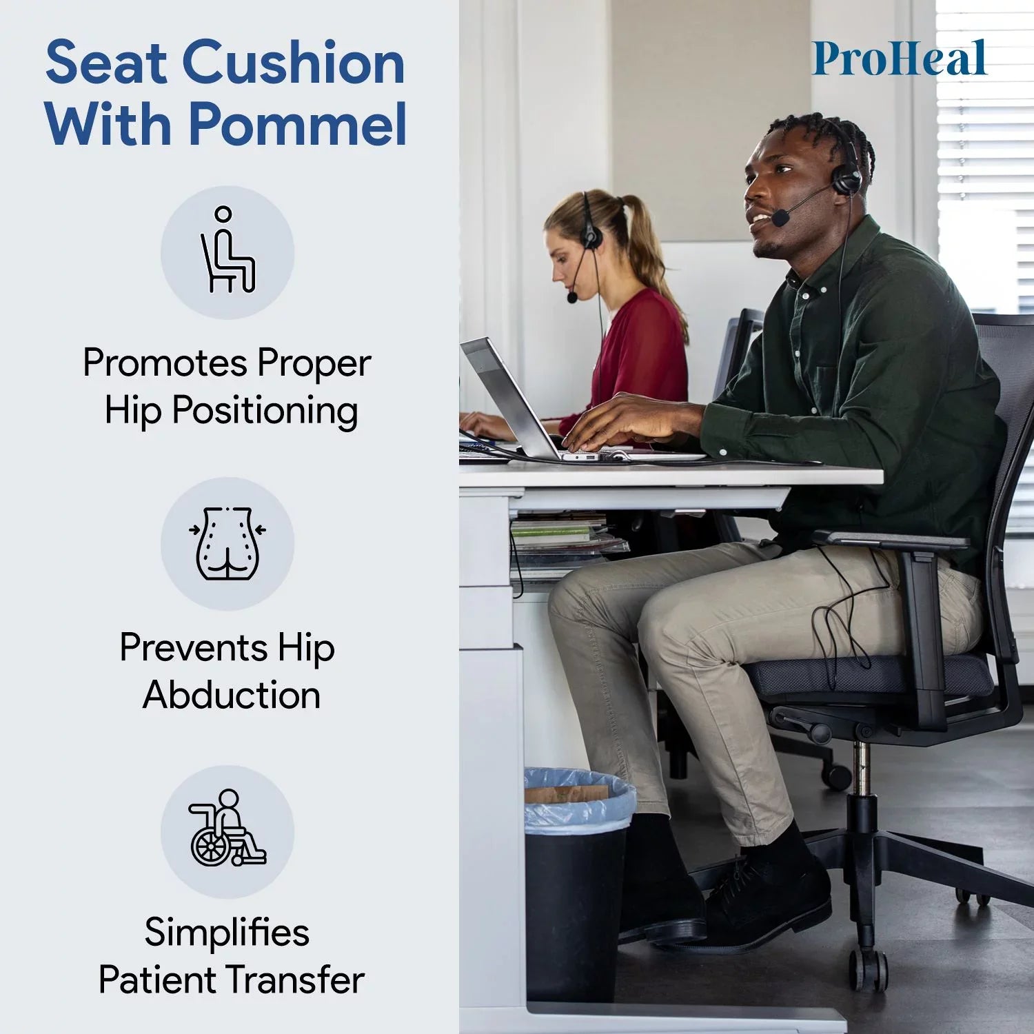 Wheelchair Seat Pad Cushion for Patients Removable Pommel Lightweight