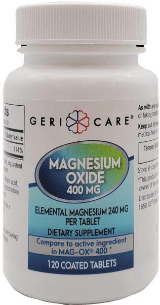 Magnesium Oxide Tabs, 400mg. 120's    EA