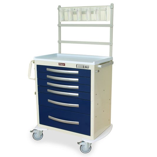 A-Series 5 Drawer Aluminum Crash Cart, Short, Standard W, Breakaway Lock
