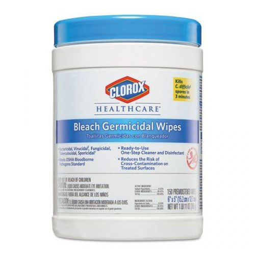 Clorox Healthcare Bleach Germicidal Wipe 6"x 5" 150 Wipes - 6ea/cs