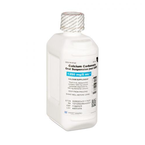 Calcium Carbonate Suspension (Liquid Calcium) 1250Mg/5Ml 16Oz