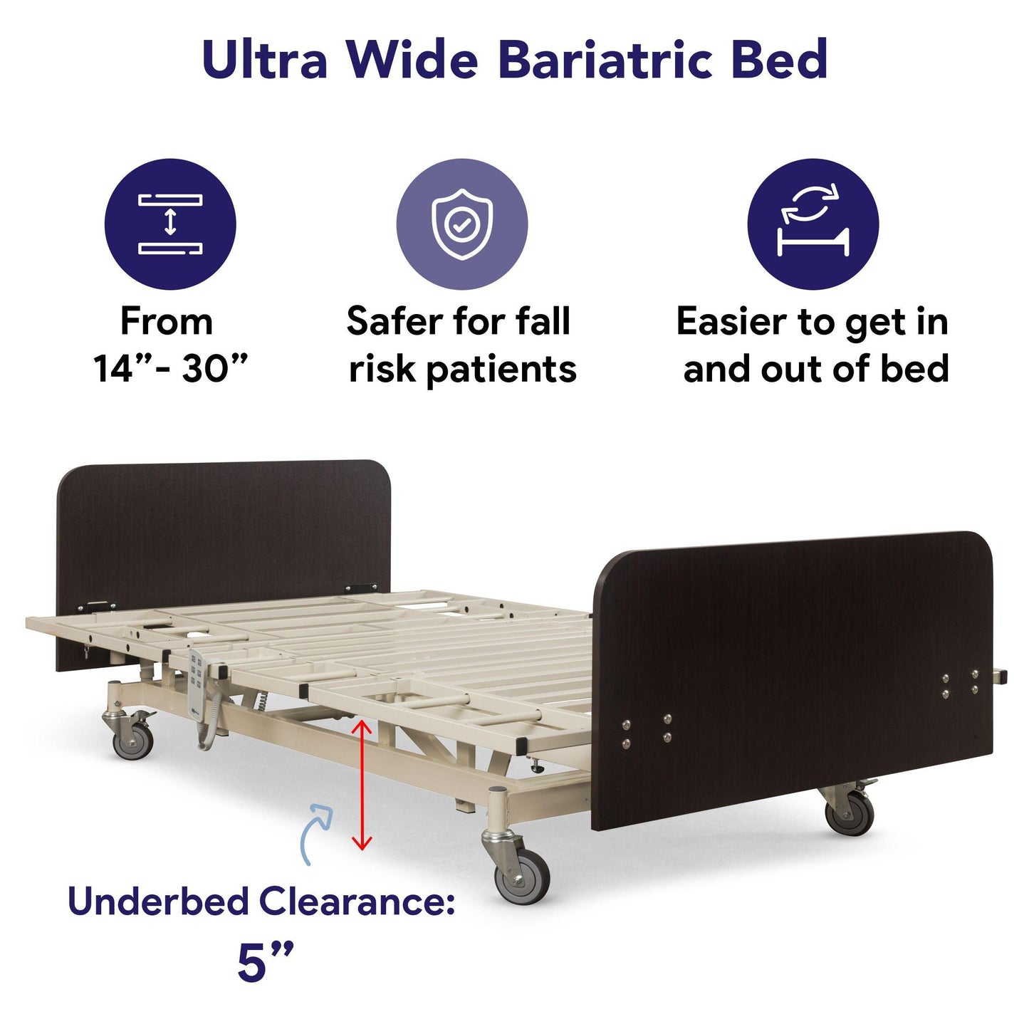 Ultra Wide Adjustable Electric Hospital Bed - ProHeal-Products