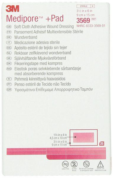 Medipore + Pad Soft Cloth Adhesive Dressing 3-1/2"X6" 25Ea/Bx 4Bx/Cs