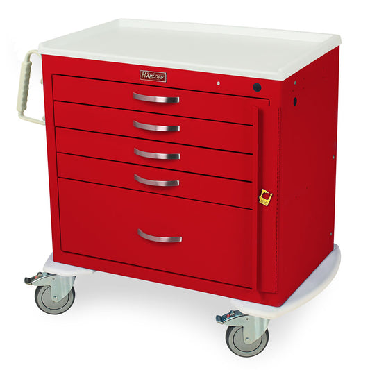 M-Series X-Short Emergency Crash Cart, Standard W, 5 Drawers, Breakaway Lock