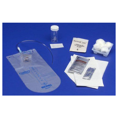 Curity Urethral Catheter Tray Preconnected Red Rubber Bilevel 14Fr